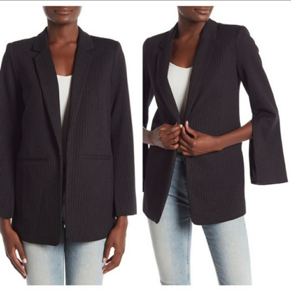 Vince Camuto Pinstripe Slit-Sleeve Blazer